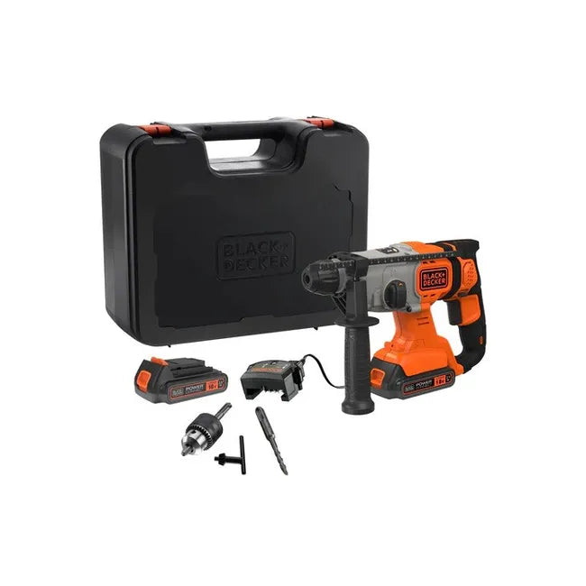 Black and Decker - Perforateur burineur à batterie SDS-Plus 18V 2x2.5Ah 1,2J en coffret - BCD900E2K BLACK & DECKER