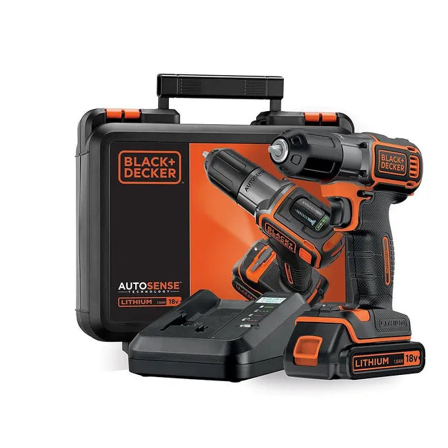 Black and Decker - Perceuse sans fil Autosense 18V 1,5Ah Li-Ion 1628 Nm - ASD18K-QW BLACK & DECKER